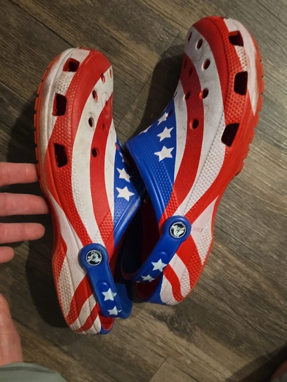 CROCS Men's Patriotic Star & Stripe Clog Sandals in Red, White & Blue